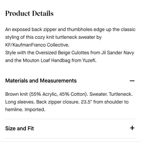 Kaufman Franco Tan Ribbed Zip-Back Turtleneck Sweater Size XS - Picture 7 of 7